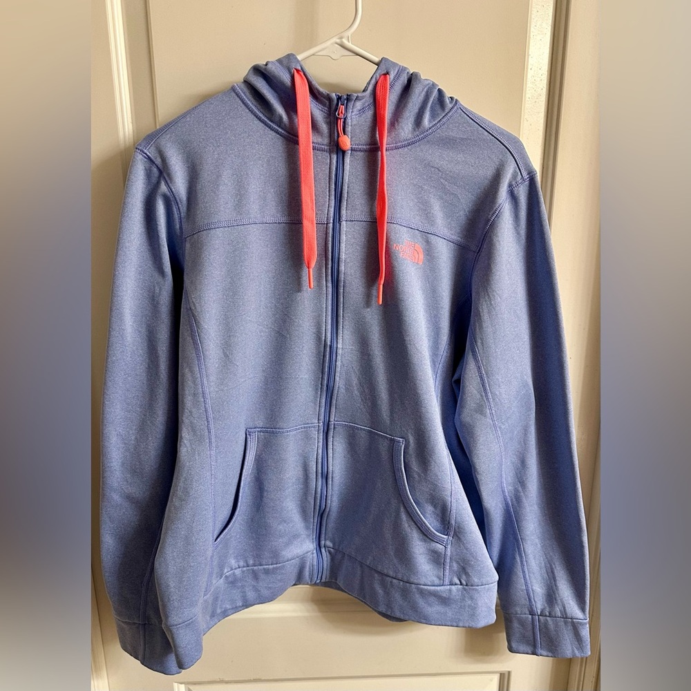 The North Face Women’s Agave Full Zip Fleece Hoodie - Blue/Pink Logo